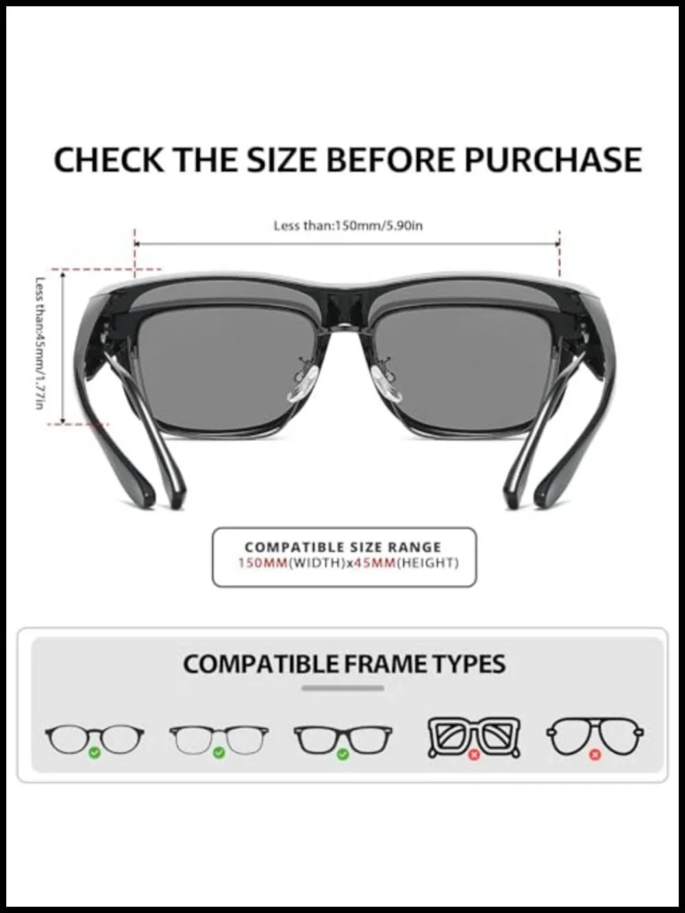 Polarized Fit Over Glasses Sunglasses TR90 UV400 Protection Driving Fishing